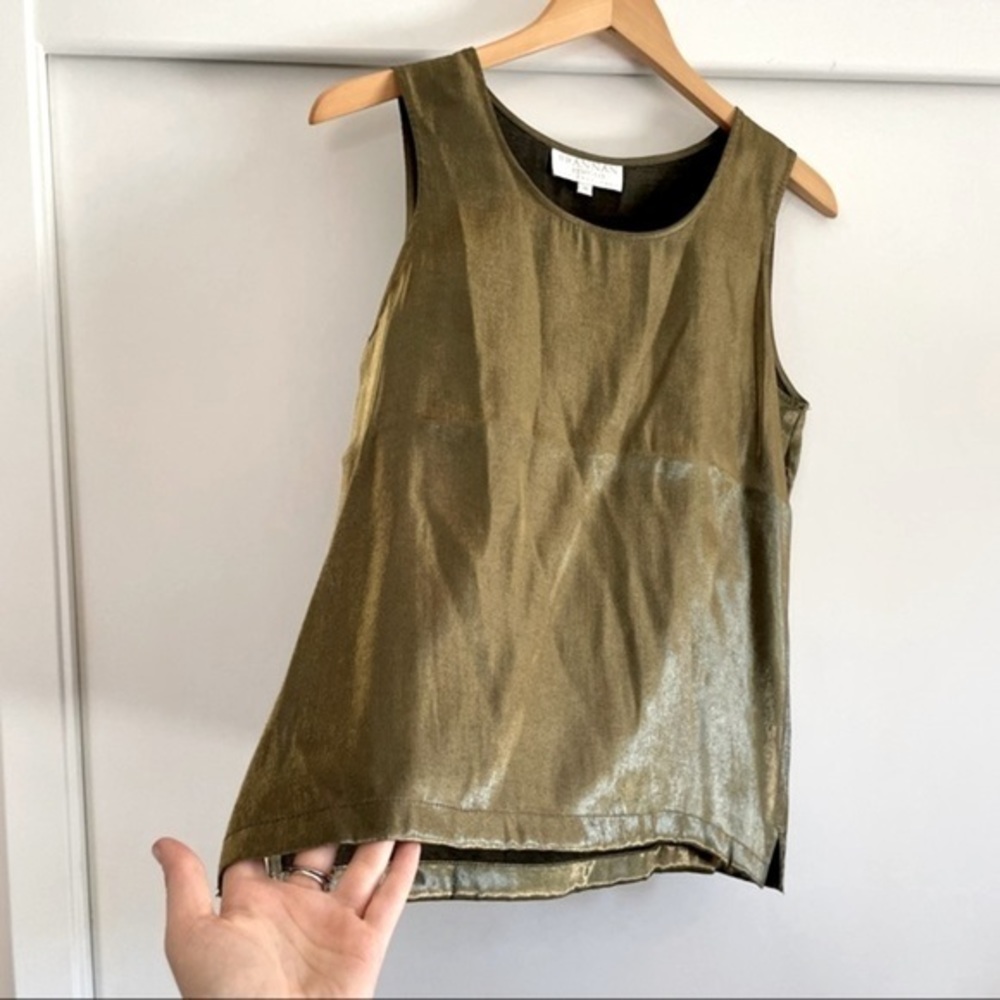BRANNAN STUDIO Vintage Gold Metallic Tank Top Sleeveless Scoop Neck Size M 26816